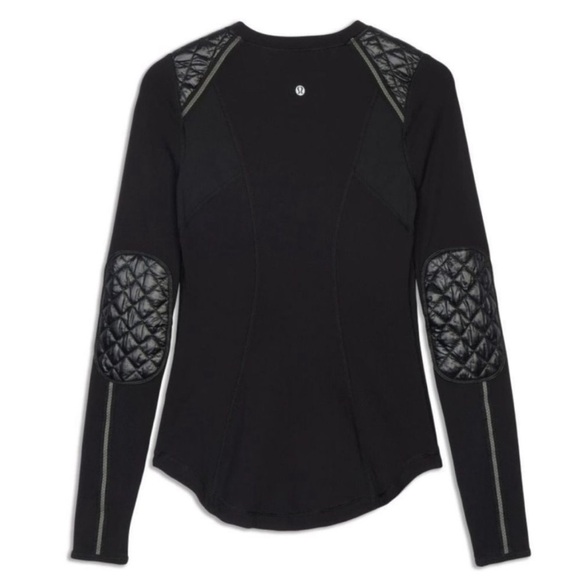LULULEMON Run Ice Queen Long Sleeve Shirt Black Quilted Sz S - Picture 1 of 14